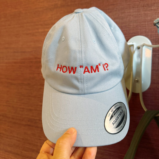 How "Am" I? | Embroidered Light Blue Dad Hat