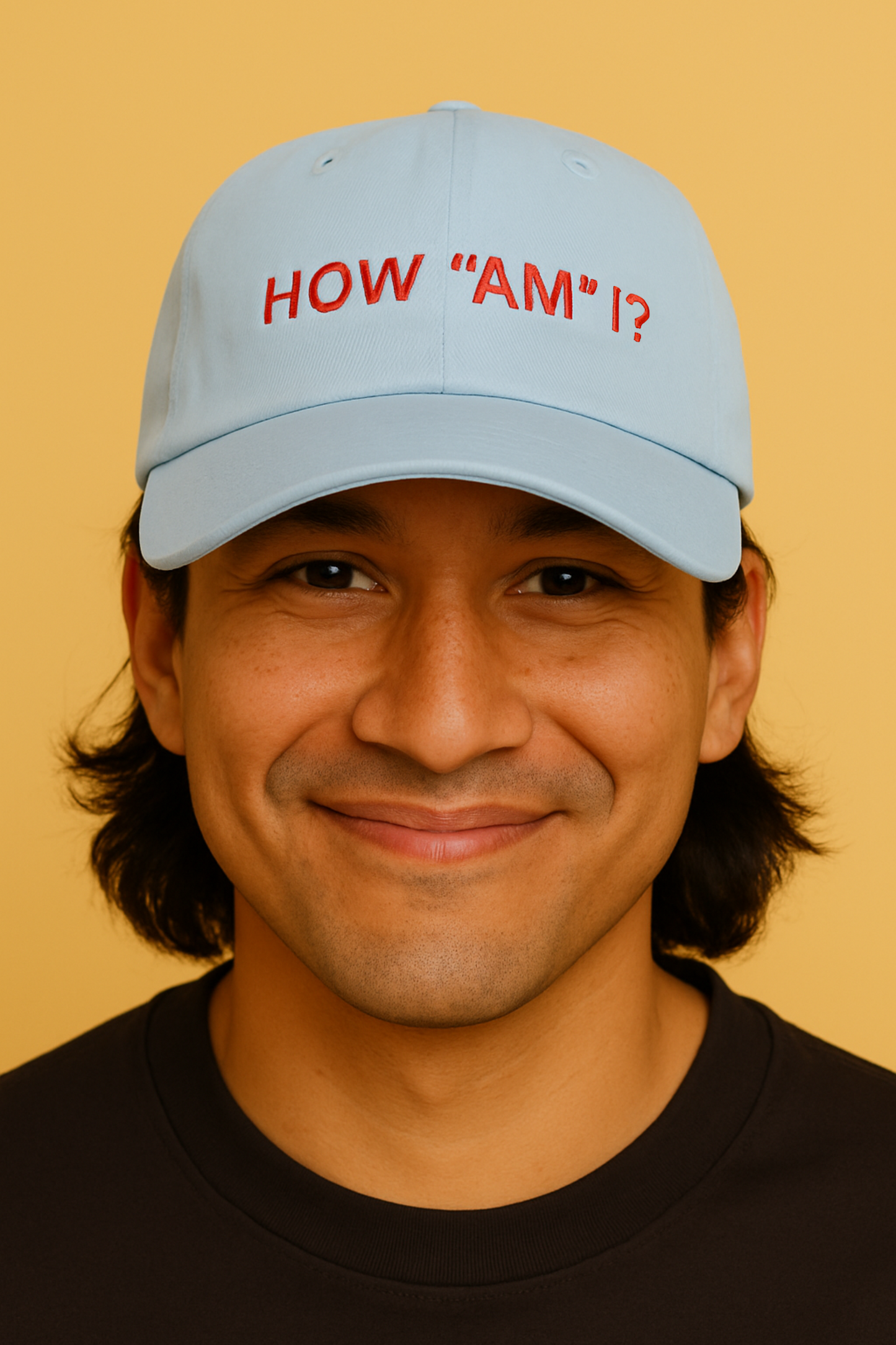 "How 'Am' I?" Light Blue Embroidered Dad hat