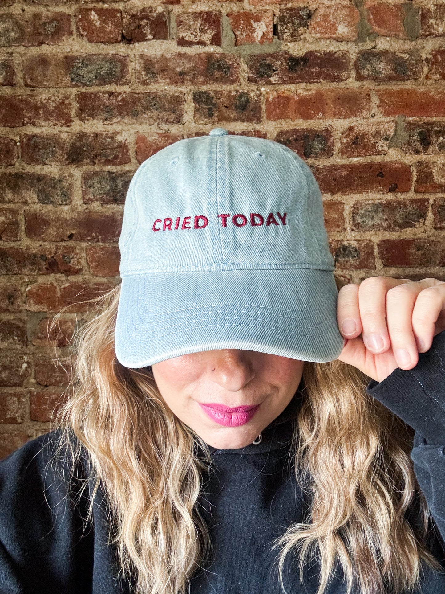 Cried Today | Embroidered Denim Hat