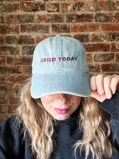 Cried Today | Embroidered Denim Hat