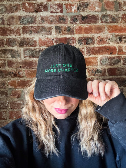 Just One More Chapter | Embroidered Black Denim Dad Hat