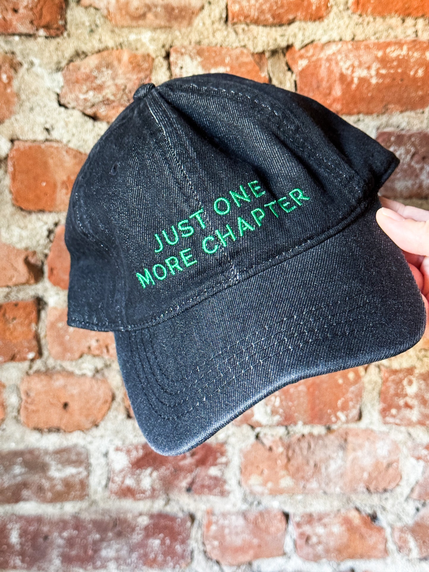 Just One More Chapter | Embroidered Black Denim Dad Hat
