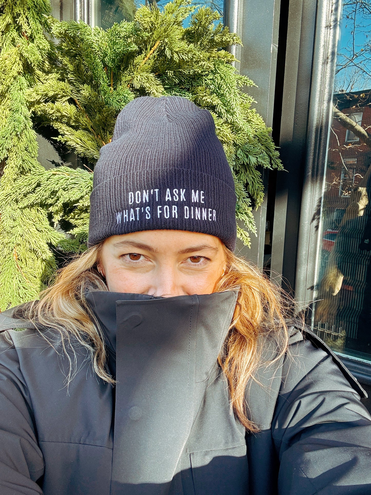 Don't Ask Me What's For Dinner | Embroidered Ribbed Beanie