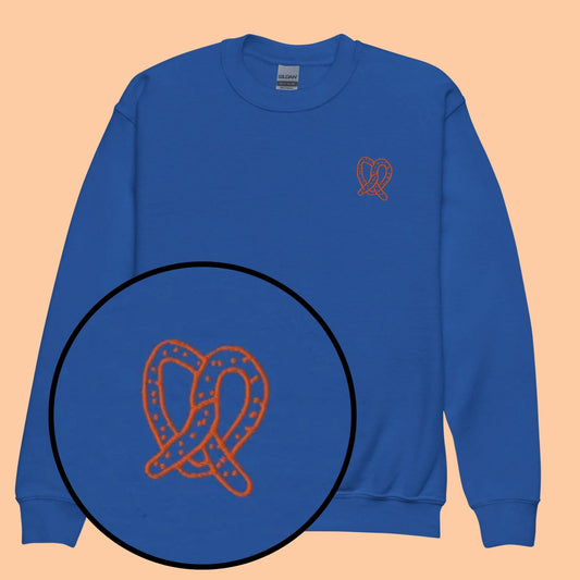 Kids Pretzel Embroidered Crewneck Sweatshirt | BY LINUS