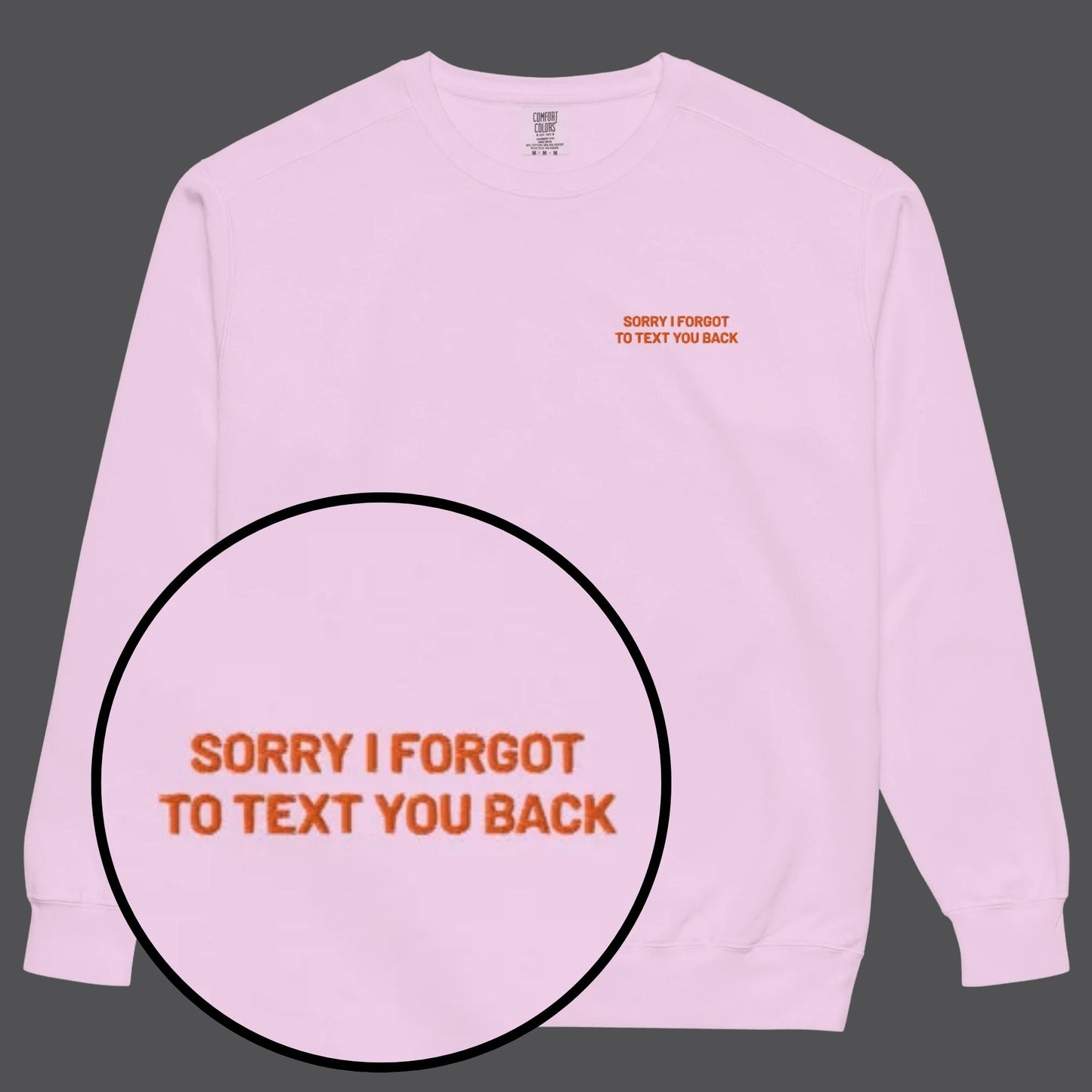 Sorry I Forgot To Text You Back | Pink Crewneck Sweatshirt